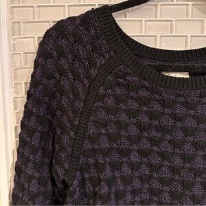 EUC Lou & Grey for Loft Black and Purple Loose Knit Sweater